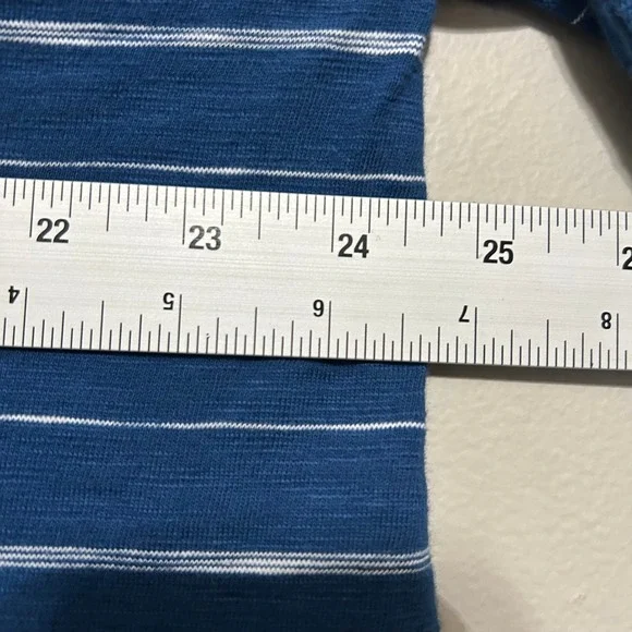 Habitat Women's Top XL Blue Striped Asymmetrical 3/4 Sleeve Cotton Tunic Coastal - Picture 6 of 9